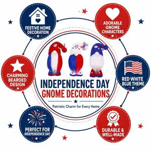 Independence Day Gnome Decorations Patriotic Red White Blue Tiered Tray Decor US Holiday Plush Doll