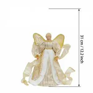 Christmas tree topper golden angel doll ornament elegant holiday party home decor 31cm