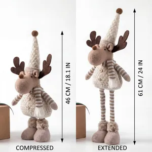 Christmas knit hat retractable reindeer plush doll festive home floor decoration