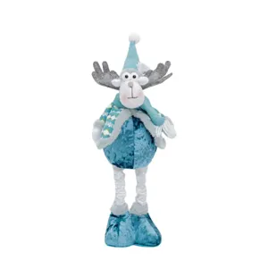 Christmas reindeer plush doll with knitted sweater and scarf holiday toy main view