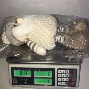 Christmas khaki knitted hat retractable leg old man doll holiday home floor decor