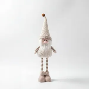 Christmas gnome plush doll with knit hat telescopic legs holiday floor standing decoration