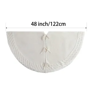 White knitted Christmas tree skirt 48 inch holiday home decor winter festive tree mat