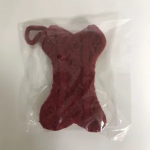 Red cable knit Christmas dog bone stocking hanging pendant for holiday tree decoration