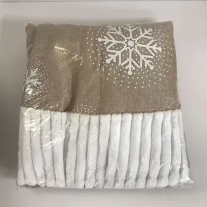 Christmas tree skirt burlap white plush border snowflake holiday decor tree mat 90cm