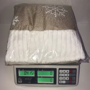 Christmas tree skirt burlap white plush snowflake holiday home party decoration detail view