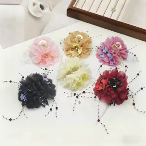 Peony flower feather bead tassel hair claw clip elegant fashion hair accessory styling tool
