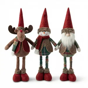 Christmas telescopic doll set plush reindeer snowman santa desktop ornament decor