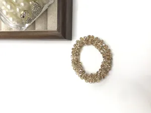 Sparkling crystal beaded hair tie, elastic rubber band, elegant bracelet for women.