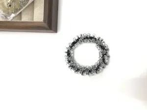 Crystal beaded hair tie for women, elegant sparkling elastic hair scrunchie and fashion bracelet.