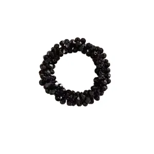 Black crystal beaded hair tie elastic scrunchie fashionable bracelet hair accessory main