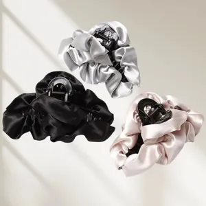Large Pleated Fabric Hair Claw Clip Elegant Women Shark Clip Ponytail Holder Hair Accessories For Daily Styling