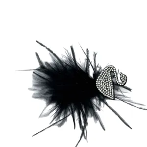 Crystal swan black feather duckbill hair clip elegant luxury side hairpin for women accessories