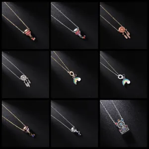 Minimalist Alloy Copper Rhinestone Pendant Necklace For Women Elegant Enamel Geometric Balloon Ferris Wheel Choker Chain Jewelry Gift