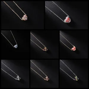Sweet Alloy Iron Rhinestone Heart Pendant Necklace For Women Electroplated Enamel LOVE Choker Chain Romantic Couples Gift Daily Necklaces Jewelry