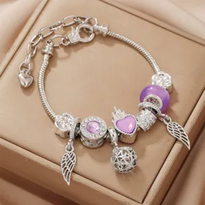DIY Charm Armband für Frauen Zinklegierung Galvanisiert Schlangenkette mit Einhorn Herz und Tennis Perlen Romantisches Geschenk Mode Handschmuck