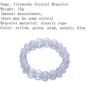 Detailed view of the colorful fireworks crystal bracelet featuring elastic rope design.