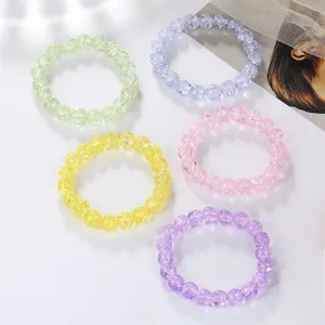 Minimalist Crack Crystal Bead Bracelet For Women Elegant Round Floral Fireworks Crystal Strand Bracelet Trendy Hand Jewelry