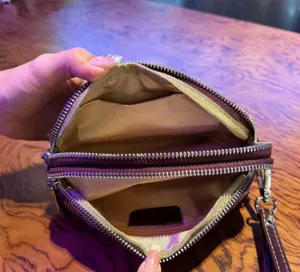 Women genuine leather multi-zipper clutch bag stylish wristlet wallet for daily use.