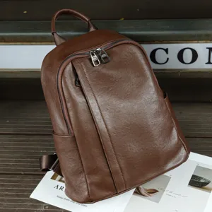 Women Genuine Leather Casual Backpack Large Soft Leather Daypack Travel School Bag With Multiple Pockets