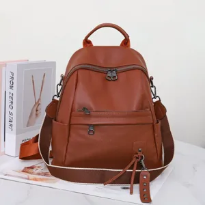 Genuine leather women backpack 2025 new top cowhide trendy convertible crossbody shoulder bag
