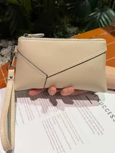 Retro Top Layer Cowhide Women Clutch Bag Genuine Leather Small Square Bag Zipper Casual Phone Wallet Handbag