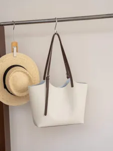 Sac cabas en cuir véritable pour femme, grand sac à épaule élégant pour le bureau et voyage.