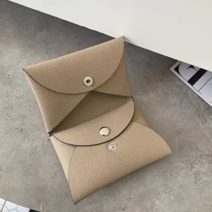 Genuine leather coin purse envelope card holder minimalist cowhide daily minimalist accessory