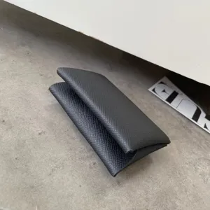 Black leather card holder minimalist coin purse minimalist folded pocket wallet slim luxury style