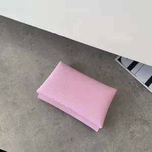 Pink genuine leather card holder minimalist slim coin purse for daily use and travel