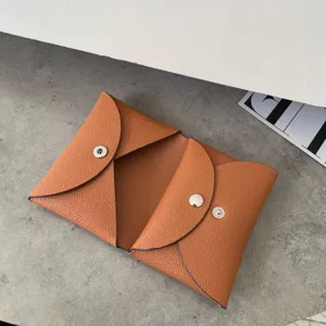 Genuine leather card holder vintage style envelope coin purse minimalist designer wallet for women