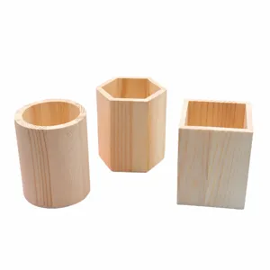 Portapenne in legno massello organizer da scrivania contenitore per cancelleria set 3