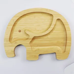 Cute elephant shaped bamboo serving tray, perfect for snacks, fruits, and desserts, durable.