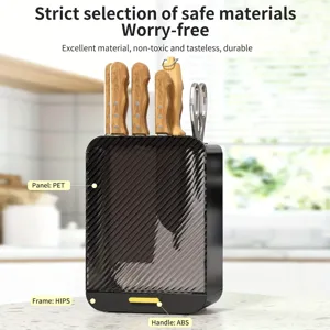 Kitchen knife holder storage rack for countertop, multi-functional kitchen organizer with ABS.