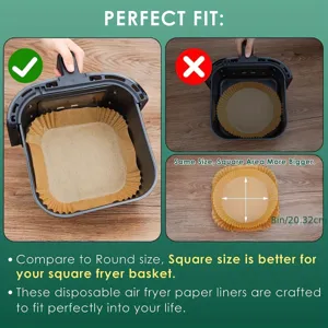 Quadratisches Heissluftfryer Backpapier Einweg Matten, antihaft 8 Zoll Backpapier.