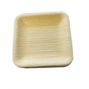 Plato desechable cuadrado de hoja de palma ecológico para cenas al aire libre y fiestas.