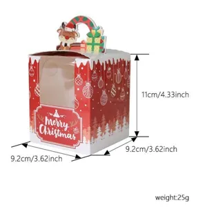 Kerstcadeaupapierdoos met doorzichtig PVC-venster, ideaal voor muffins, koekjes en feestdagen.