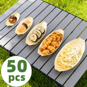 Disposable wooden boat shaped sushi plates food container picnic camping tableware set