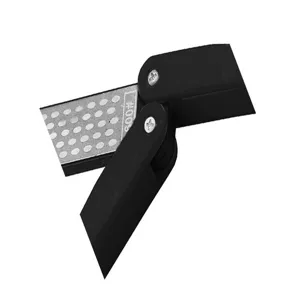 Folding double-sided pocket knife sharpener, portable outdoor kitchen sharpening stone tool.