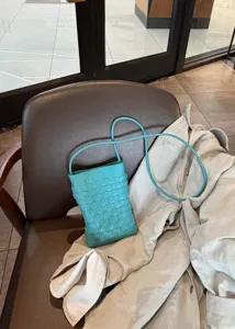 Woven leather phone bag stylish mini crossbody shoulder bag for women daily fashion use