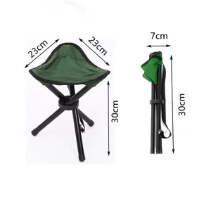 Portable folding triangle camping stool dimension detail showing 23x23x30cm and 7x30cm sizes.