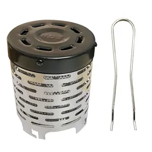 Stainless steel outdoor camping heating cover mini stove tent heater with handle accessory.