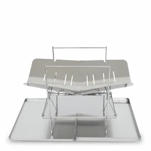 Fogata plegable portátil de acero inoxidable, parrilla de barbacoa de camping al aire libre.