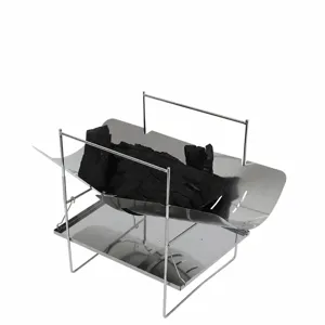 Soporte hoguera plegable de acero inoxidable parrilla de barbacoa para camping y cocina exterior.