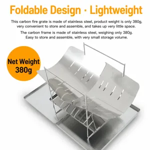 Parrilla de fogata plegable de acero inoxidable ligera y portátil para camping al aire libre
