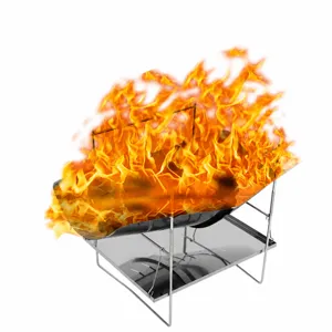 Parrilla de fogata plegable portátil de acero inoxidable para barbacoa al aire libre y camping