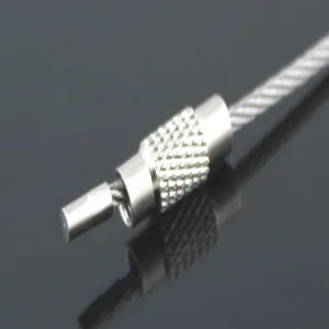 Stainless steel wire rope detail view, durable mini key ring connector, multi-functional tool.