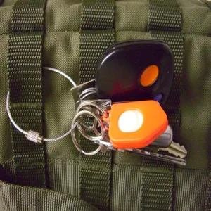 Stainless steel wire key ring detail showing durable metal loop and secure locking fastener.