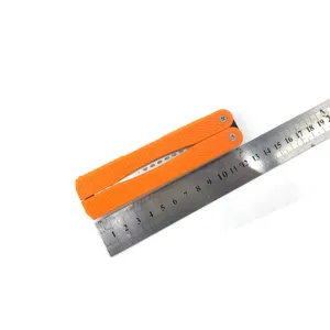 Portable folding diamond sharpener with orange handle and metal ruler for outdoor use size.