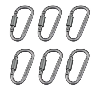 6er Set stabile D-Ring Karabinerhaken mit Schraubverschluss aus Aluminium für Outdoor.